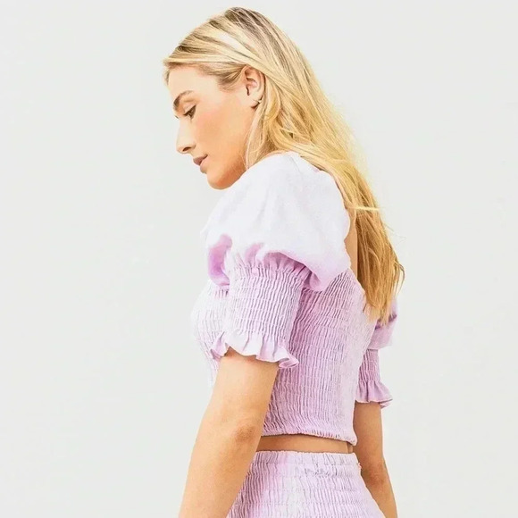 NWT MISA WOMEN’S CALLA SMOCKED PUFF SLEEVE LAVENDER TOP SIZE MEDIUM $250 MSRP - Picture 3 of 8